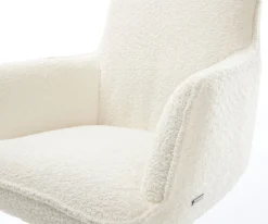 DrehstuhlHeira-Flex mit Armlehnen Bouclé Weiß Kreuzgestell breit Effektfinish Titan 360° drehbar Wippfunktion Taschenfederkern Sofort versandfertig