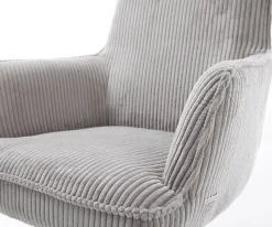 DrehstuhlHeira-Flex mit Armlehnen Cord Silbergrau Kreuzgestell breit Effektfinish Titan 360° drehbar Taschenfederkern Sofort versandfertig