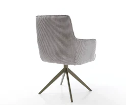 DrehstuhlHeira-Flex mit Armlehnen Cord Silbergrau Kreuzgestell breit Effektfinish Titan 360° drehbar Taschenfederkern Sofort versandfertig