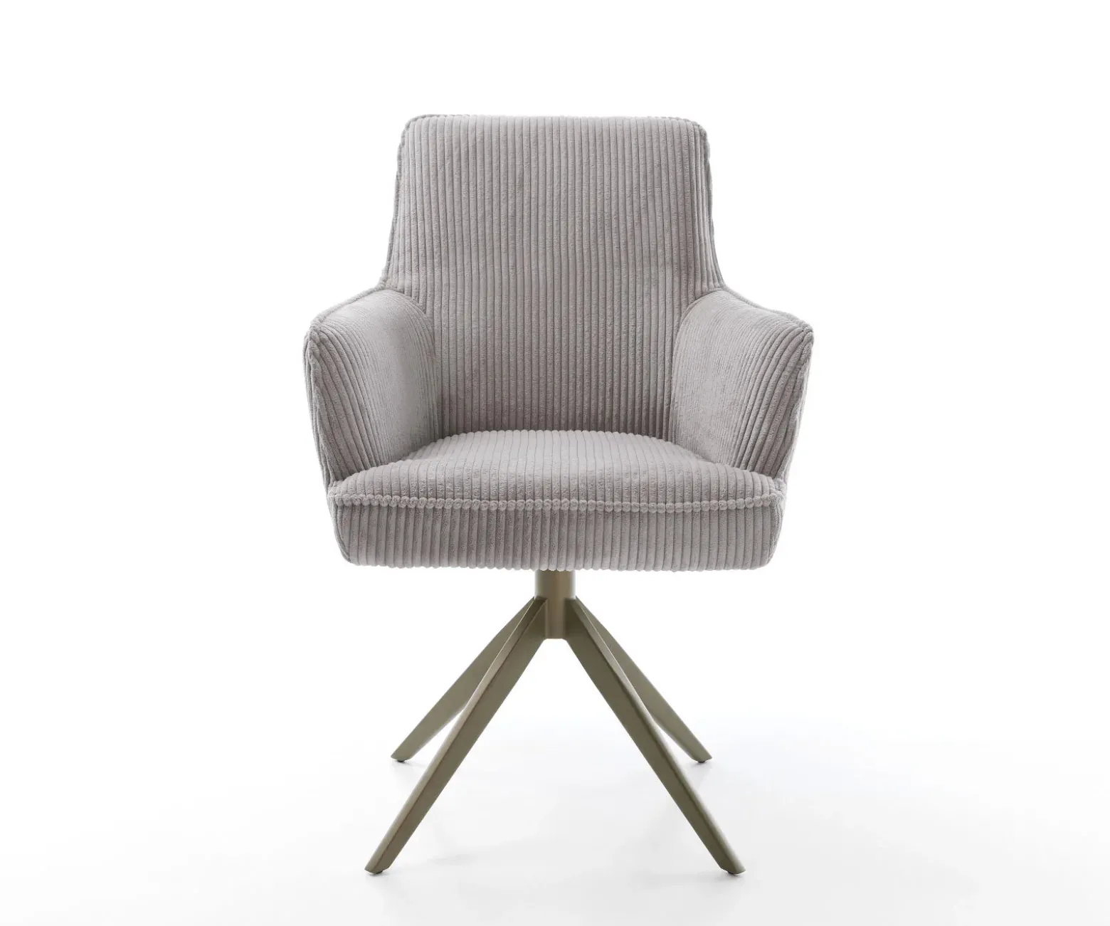 DrehstuhlHeira-Flex mit Armlehnen Cord Silbergrau Kreuzgestell breit Effektfinish Titan 360° drehbar Wippfunktion Taschenfederkern Sofort versandfertig