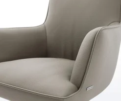DrehstuhlHeira-Flex mit Armlehnen Echt-Leder Schlamm Kreuzgestell breit Schwarz 360° drehbar Wippfunktion Taschenfederkern Sofort versandfertig