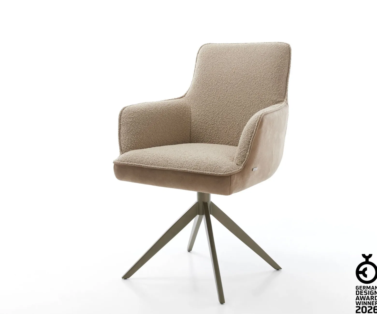 DrehstuhlHeira-Flex mit Armlehnen Materialmix Schlamm Kreuzgestell breit Effektfinish Titan 360° drehbar Taschenfederkern Sofort versandfertig