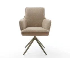 DrehstuhlHeira-Flex mit Armlehnen Materialmix Schlamm Kreuzgestell breit Effektfinish Titan 360° drehbar Taschenfederkern Sofort versandfertig