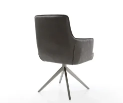 DrehstuhlHeira-Flex mit Armlehnen Mikrofaser Anthrazit Vintage Kreuzgestell breit Graphit 360° drehbar Wippfunktion Taschenfederkern Sofort versandfertig