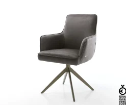 DrehstuhlHeira-Flex mit Armlehnen Mikrofaser Anthrazit Vintage Kreuzgestell breit Effektfinish Titan 360° drehbar Taschenfederkern Sofort versandfertig