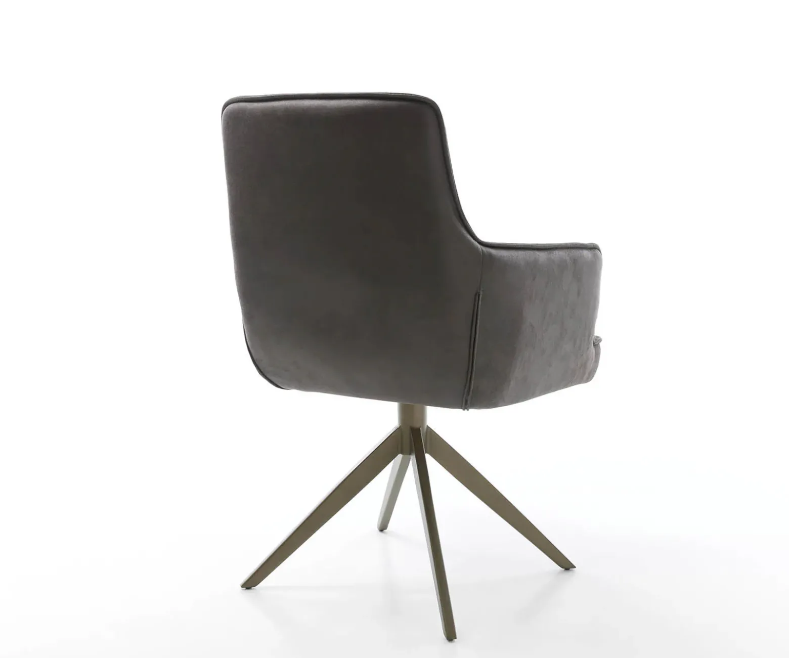 DrehstuhlHeira-Flex mit Armlehnen Mikrofaser Anthrazit Vintage Kreuzgestell breit Effektfinish Titan 360° drehbar Taschenfederkern Sofort versandfertig
