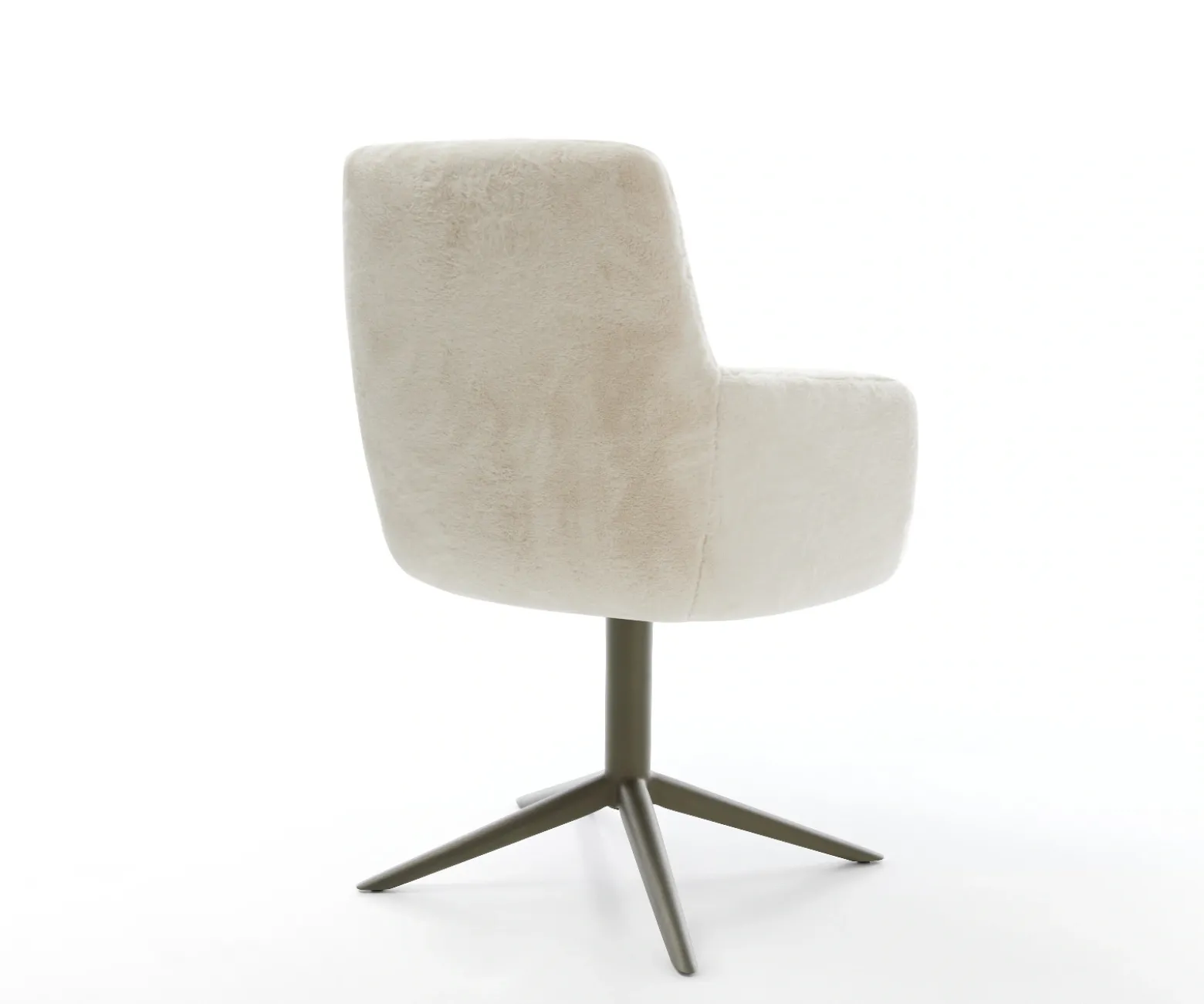 DrehstuhlHeira-Flex mit Armlehnen Plüsch Creme-Weiß Fußkreuz Effektfinish Titan 360° drehbar Wippfunktion Taschenfederkern Sofort versandfertig