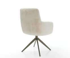 DrehstuhlHeira-Flex mit Armlehnen Plüsch Creme-Weiß Kreuzgestell breit Effektfinish Titan 360° drehbar Wippfunktion Taschenfederkern Sofort versandfertig