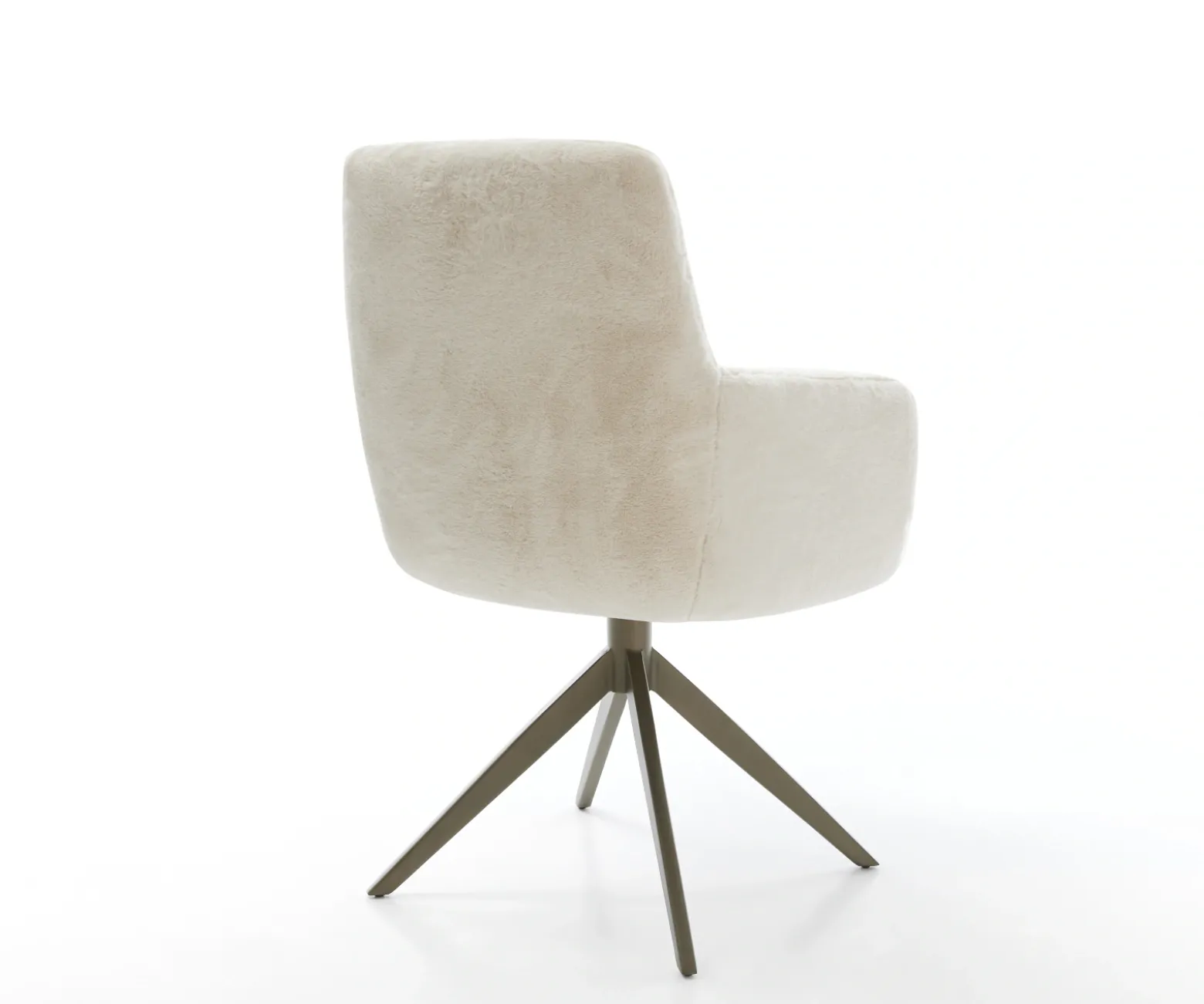 DrehstuhlHeira-Flex mit Armlehnen Plüsch Creme-Weiß Kreuzgestell breit Effektfinish Titan 360° drehbar Wippfunktion Taschenfederkern Sofort versandfertig