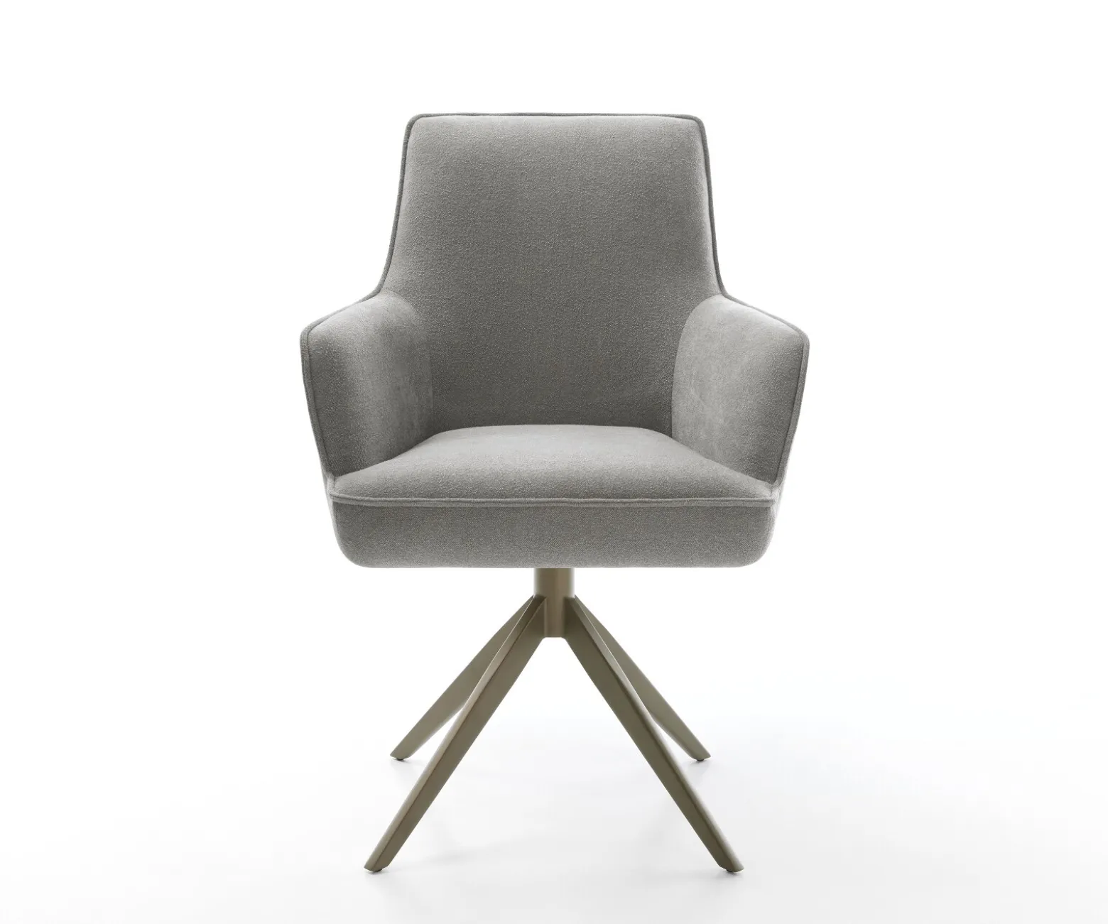 DrehstuhlHeira-Flex mit Armlehnen Strukturstoff Soft Grau Kreuzgestell breit Effektfinish Titan 360° drehbar Wippfunktion Taschenfederkern Sofort versandfertig
