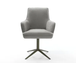 DrehstuhlHeira-Flex mit Armlehnen Strukturstoff Soft Grau Fußkreuz Effektfinish Titan 360° drehbar Wippfunktion Taschenfederkern Sofort versandfertig