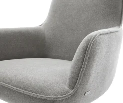 DrehstuhlHeira-Flex mit Armlehnen Strukturstoff Soft Grau Fußkreuz Effektfinish Titan 360° drehbar Wippfunktion Taschenfederkern Sofort versandfertig