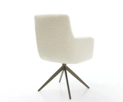 DrehstuhlHeira-Flex mit Armlehnen Teddystoff Beige Kreuzgestell breit Effektfinish Titan 360° drehbar Wippfunktion Taschenfederkern Sofort versandfertig