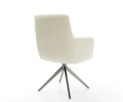 DrehstuhlHeira-Flex mit Armlehnen Teddystoff Beige Kreuzgestell breit Graphit 360° drehbar Wippfunktion Taschenfederkern Sofort versandfertig