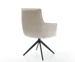 DrehstuhlHeira-Flex mit Armlehnen Webstoff Soft Beige Kreuzgestell breit Schwarz 360° drehbar Wippfunktion Taschenfederkern Sofort versandfertig