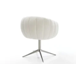 DrehstuhlJada-Flex Bouclé Soft Beige Fußkreuz Edelstahl 360° drehbar Wippfunktion Taschenfederkern Sofort versandfertig