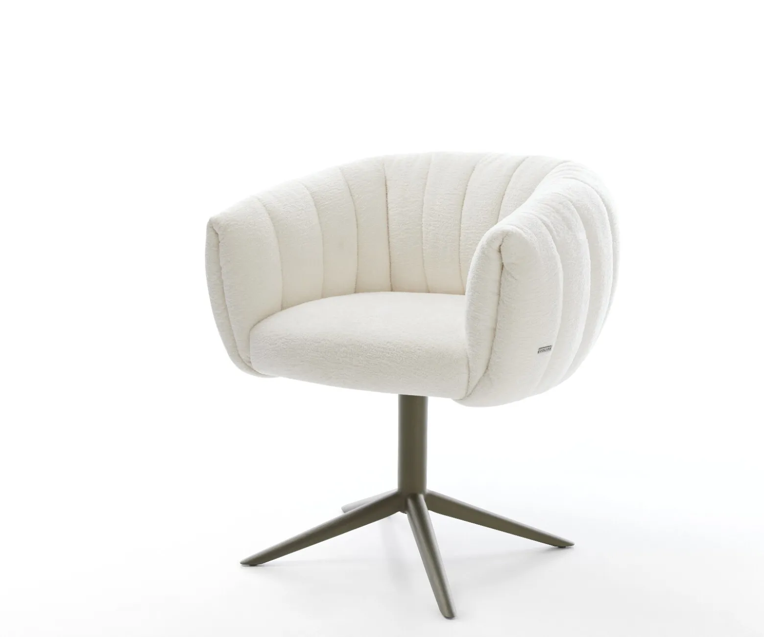 DrehstuhlJada-Flex Bouclé Soft Beige Fußkreuz Effektfinish Titan 360° drehbar Wippfunktion Taschenfederkern Sofort versandfertig