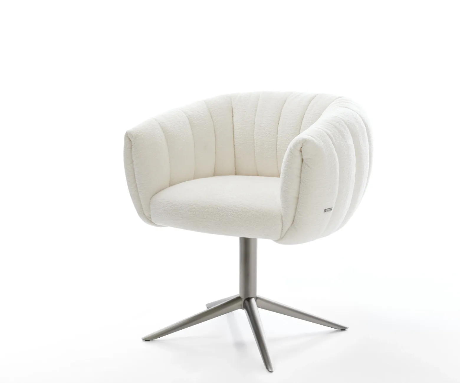DrehstuhlJada-Flex Bouclé Soft Beige Fußkreuz Graphit 360° drehbar Wippfunktion Taschenfederkern Sofort versandfertig