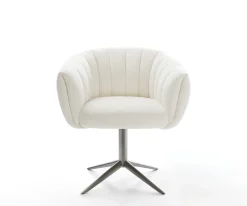DrehstuhlJada-Flex Bouclé Soft Beige Fußkreuz Graphit 360° drehbar Wippfunktion Taschenfederkern Sofort versandfertig