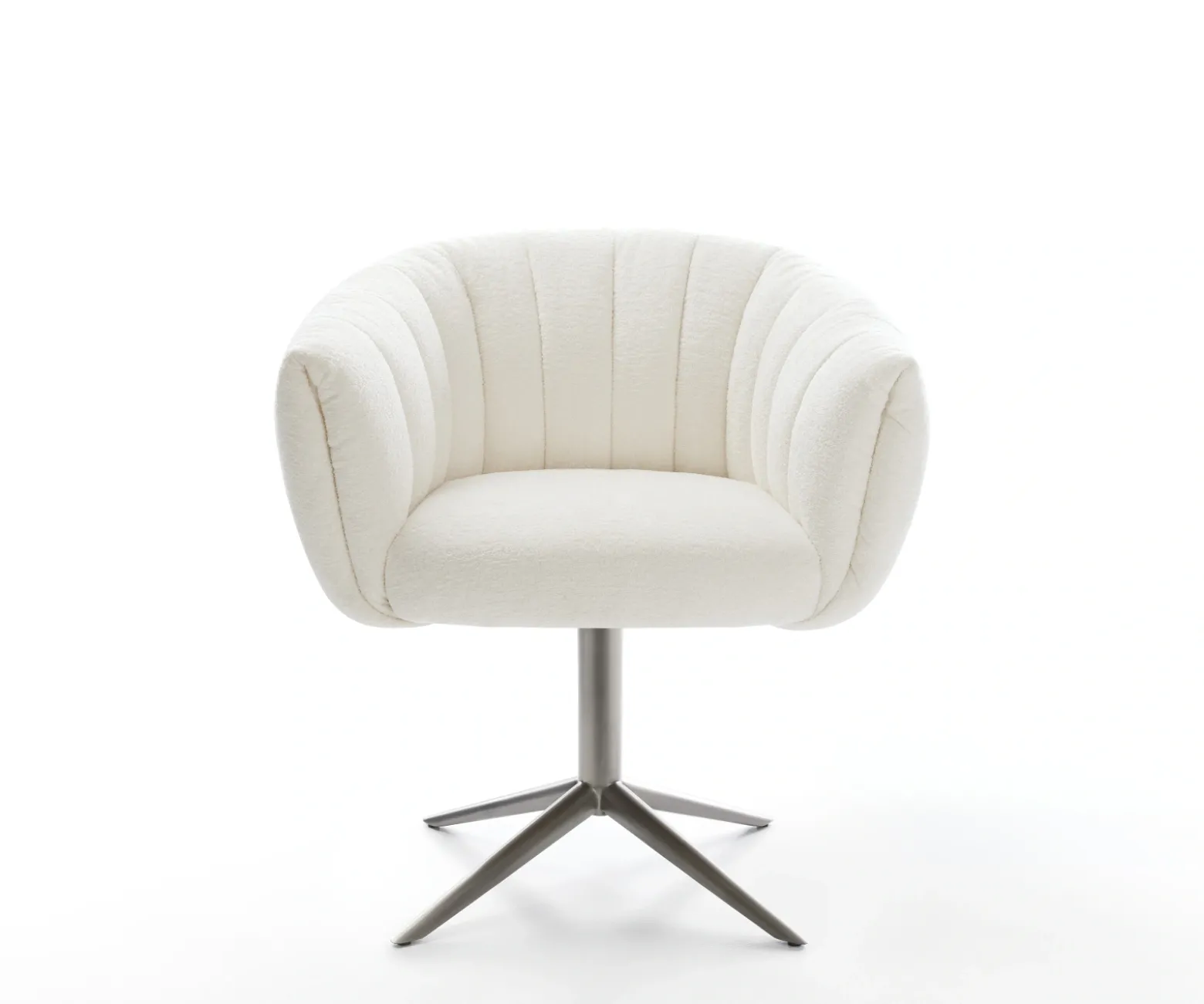DrehstuhlJada-Flex Bouclé Soft Beige Fußkreuz Graphit 360° drehbar Wippfunktion Taschenfederkern Sofort versandfertig