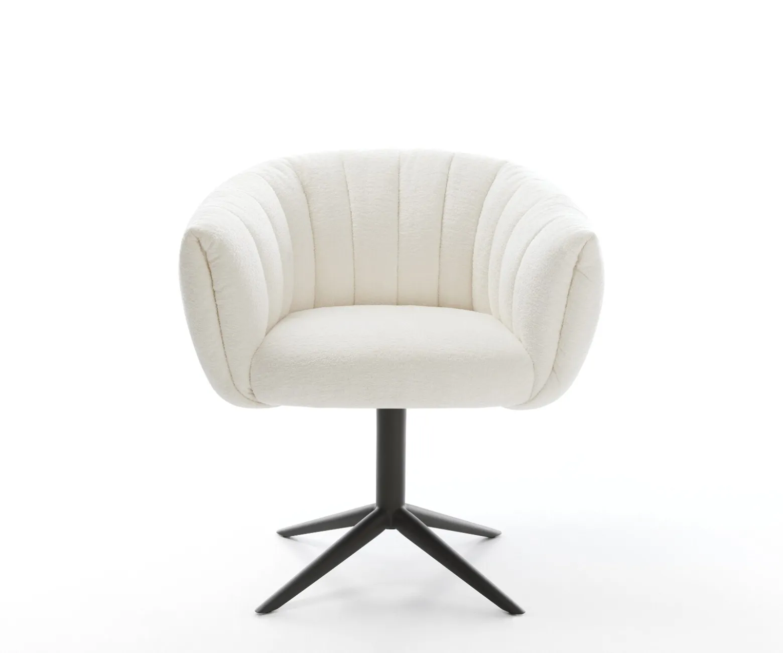 DrehstuhlJada-Flex Bouclé Soft Beige Fußkreuz Schwarz 360° drehbar Wippfunktion Taschenfederkern Sofort versandfertig