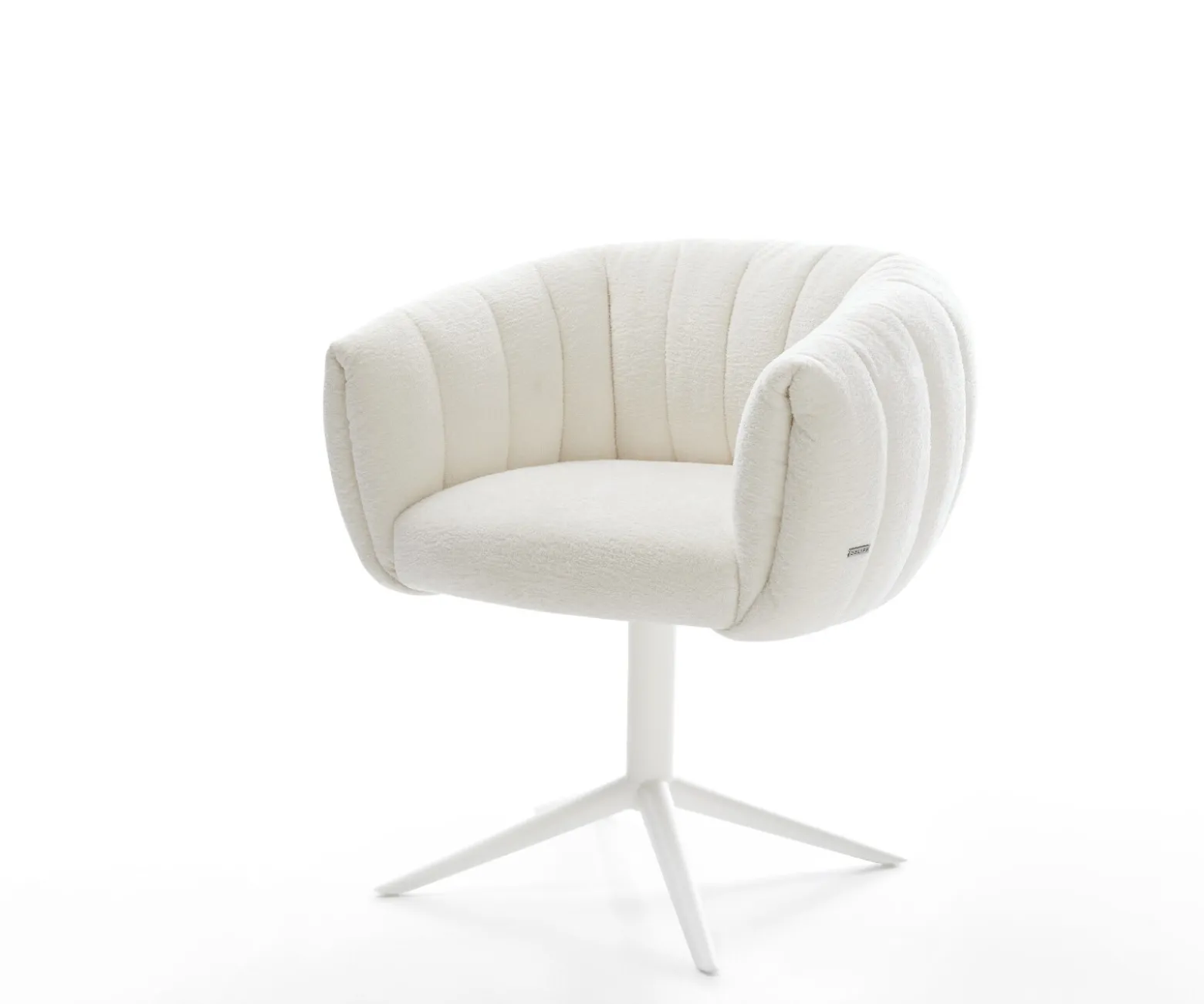 DrehstuhlJada-Flex Bouclé Soft Beige Fußkreuz Weiß 360° drehbar Wippfunktion Taschenfederkern Sofort versandfertig
