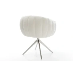 DrehstuhlJada-Flex Bouclé Soft Beige Kreuzgestell breit Edelstahl 360° drehbar Wippfunktion Taschenfederkern Sofort versandfertig