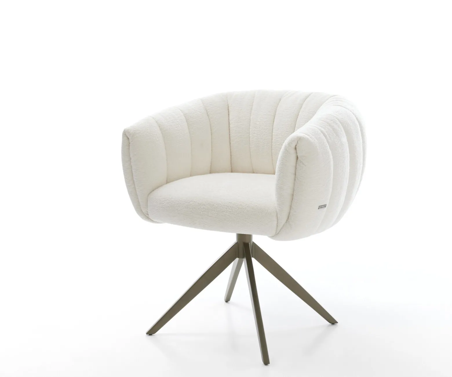 DrehstuhlJada-Flex Bouclé Soft Beige Kreuzgestell breit Effektfinish Titan 360° drehbar Wippfunktion Taschenfederkern Sofort versandfertig