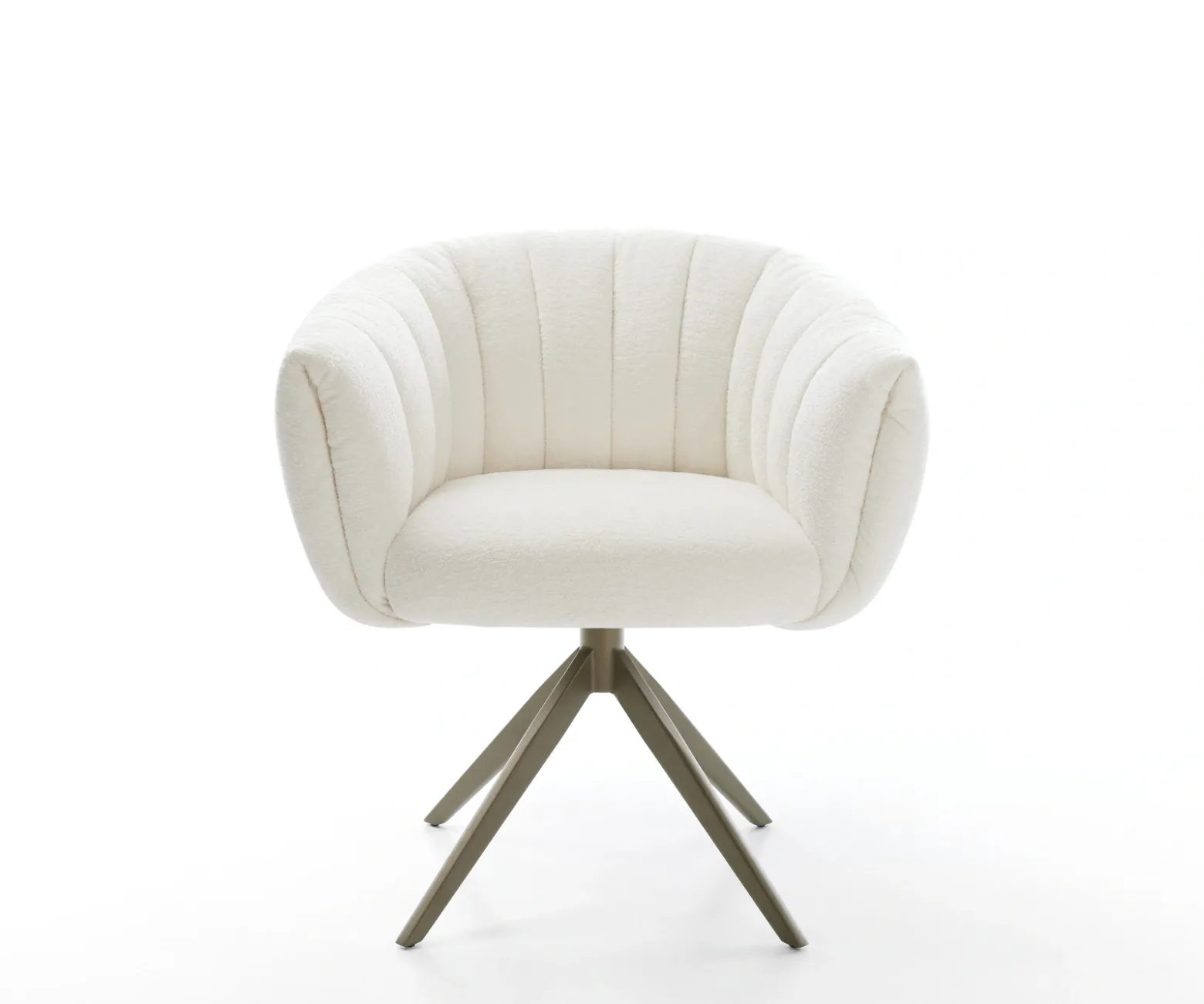 DrehstuhlJada-Flex Bouclé Soft Beige Kreuzgestell breit Effektfinish Titan 360° drehbar Wippfunktion Taschenfederkern Sofort versandfertig