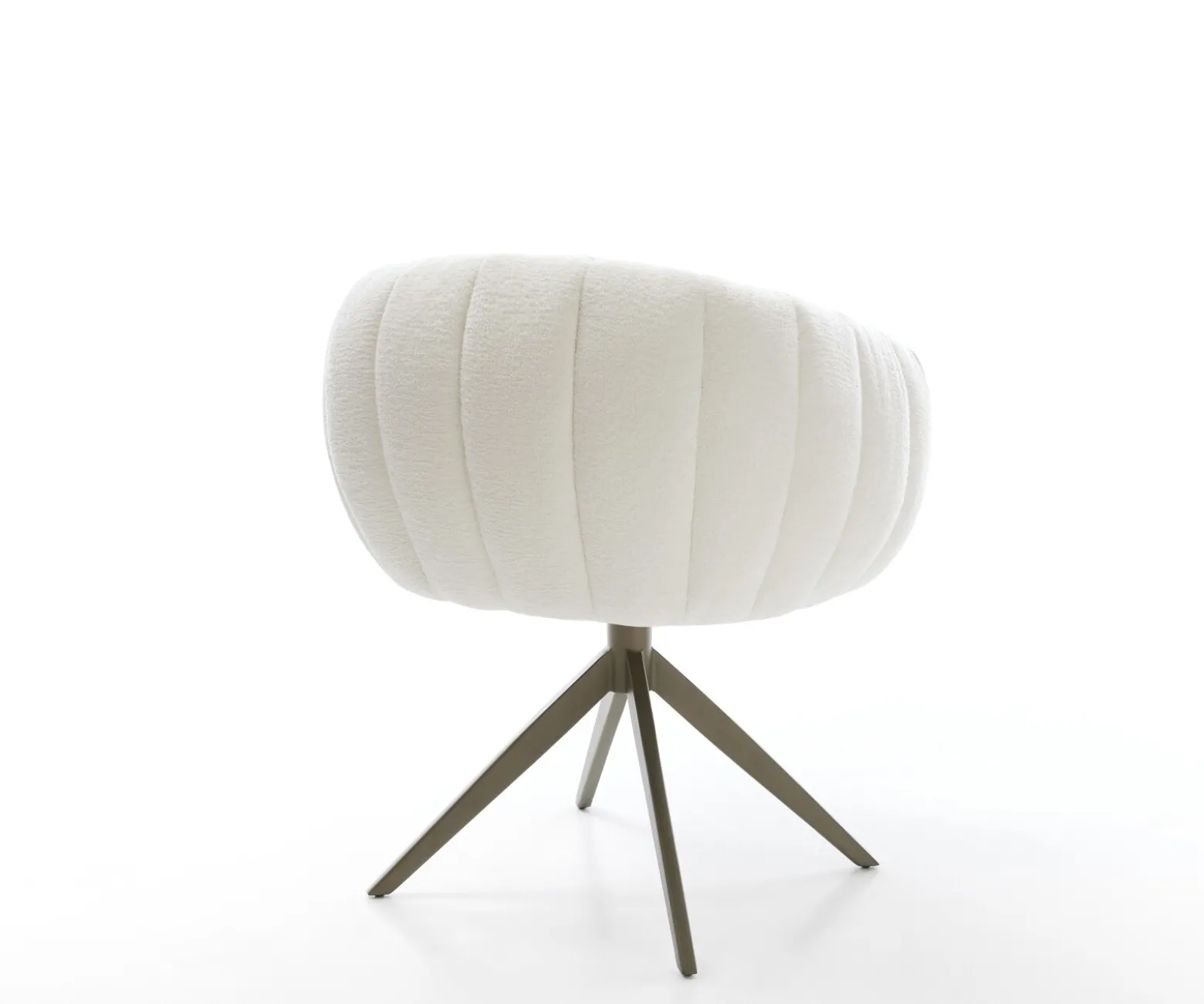 DrehstuhlJada-Flex Bouclé Soft Beige Kreuzgestell breit Effektfinish Titan 360° drehbar Wippfunktion Taschenfederkern Sofort versandfertig