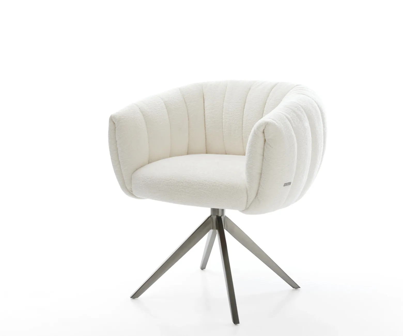 DrehstuhlJada-Flex Bouclé Soft Beige Kreuzgestell breit Graphit 360° drehbar Wippfunktion Taschenfederkern Sofort versandfertig