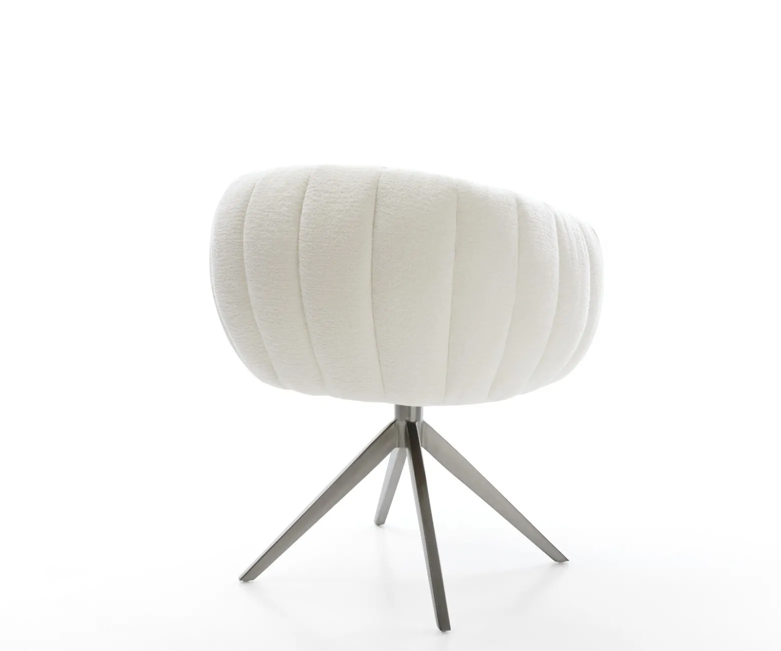 DrehstuhlJada-Flex Bouclé Soft Beige Kreuzgestell breit Graphit 360° drehbar Wippfunktion Taschenfederkern Sofort versandfertig