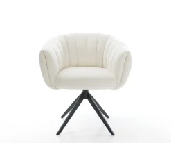 DrehstuhlJada-Flex Bouclé Soft Beige Kreuzgestell breit Schwarz 360° drehbar Wippfunktion Taschenfederkern Sofort versandfertig