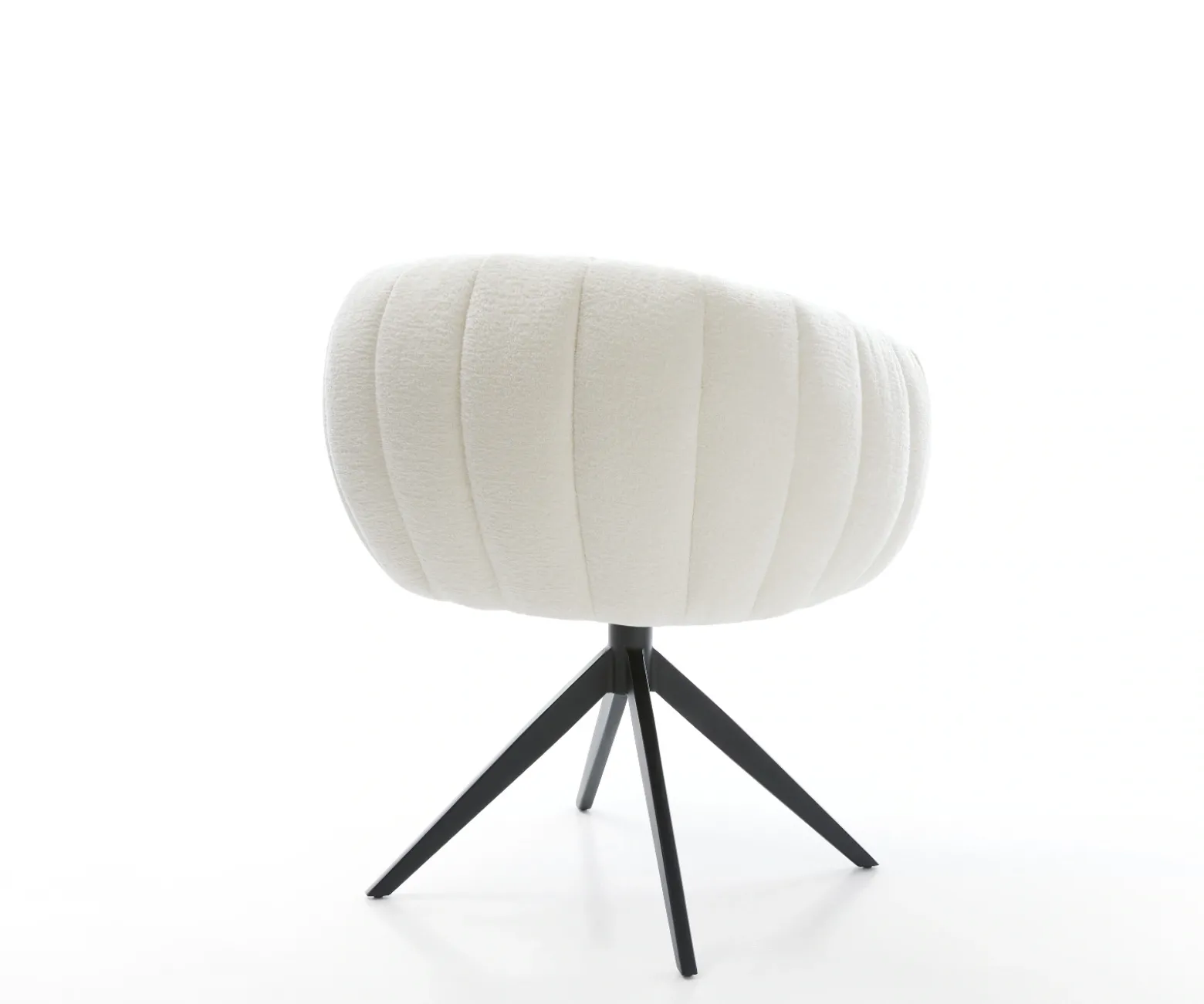 DrehstuhlJada-Flex Bouclé Soft Beige Kreuzgestell breit Schwarz 360° drehbar Wippfunktion Taschenfederkern Sofort versandfertig