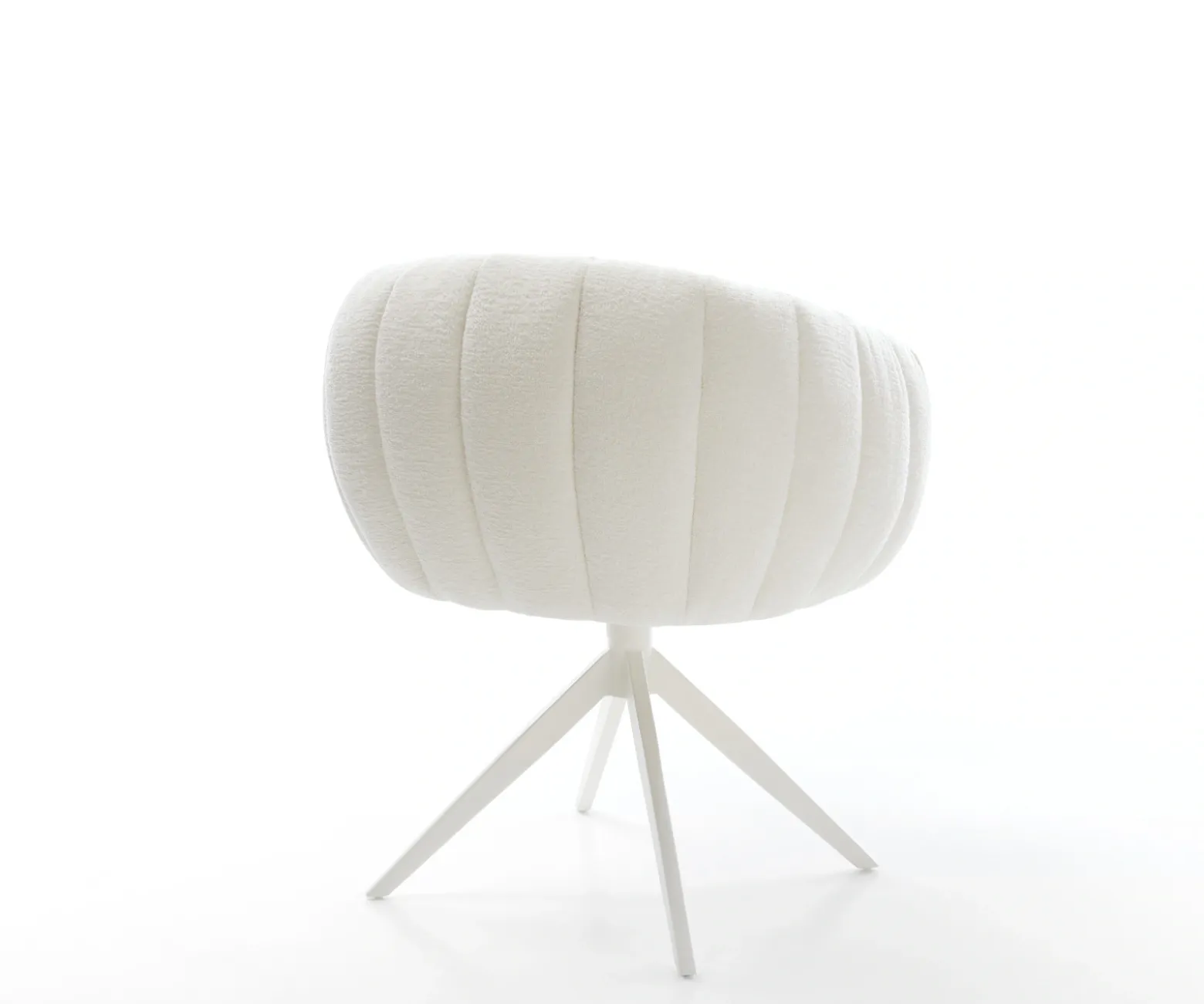 DrehstuhlJada-Flex Bouclé Soft Beige Kreuzgestell breit Weiß 360° drehbar Wippfunktion Taschenfederkern Sofort versandfertig