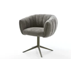 DrehstuhlJada-Flex Bouclé Soft Schlamm Fußkreuz Effektfinish Titan 360° drehbar Wippfunktion Taschenfederkern Sofort versandfertig