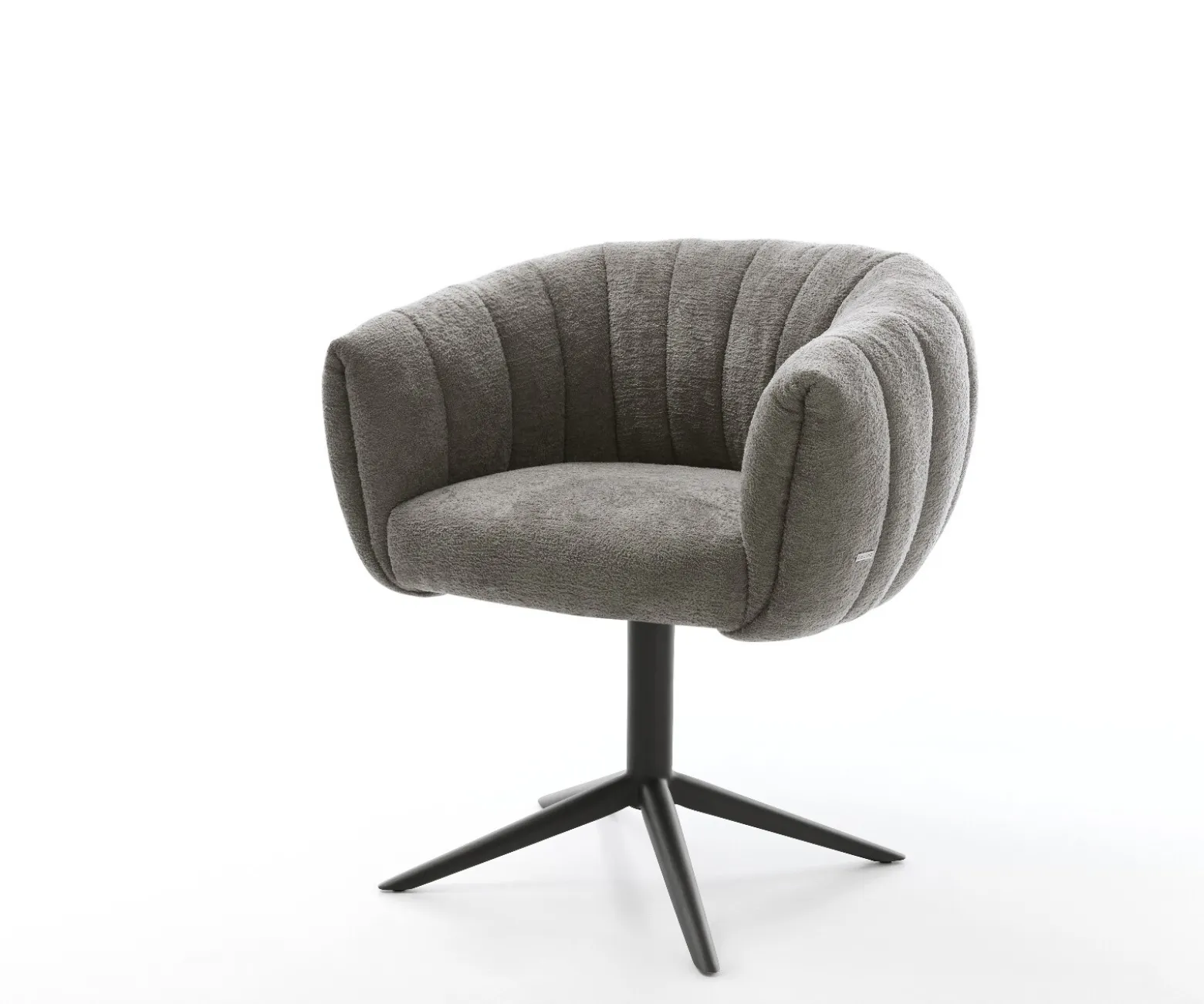 DrehstuhlJada-Flex Bouclé Soft Schlamm Fußkreuz Schwarz 360° drehbar Wippfunktion Taschenfederkern Sofort versandfertig