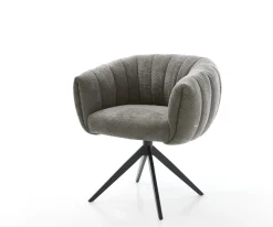DrehstuhlJada-Flex Bouclé Soft Schlamm Kreuzgestell breit Schwarz 360° drehbar Wippfunktion Taschenfederkern Sofort versandfertig