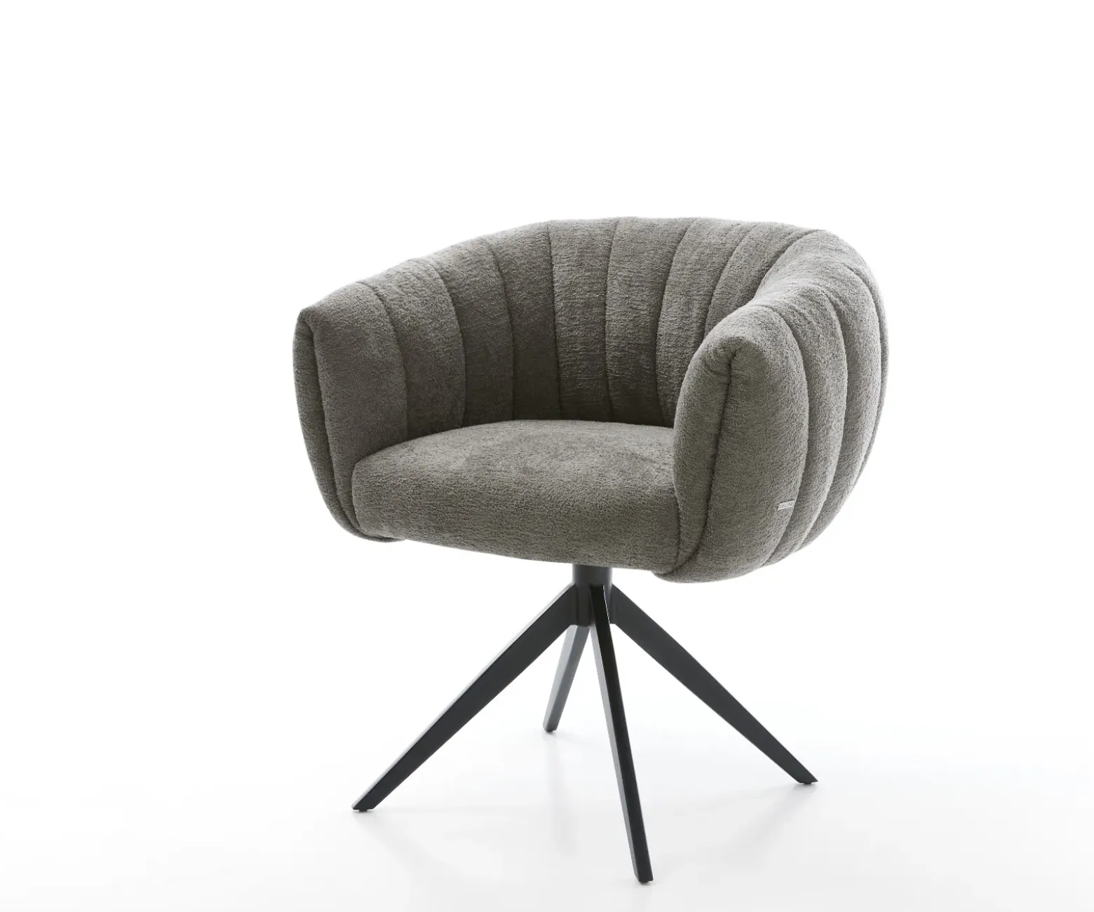 DrehstuhlJada-Flex Bouclé Soft Schlamm Kreuzgestell breit Schwarz 360° drehbar Wippfunktion Taschenfederkern Sofort versandfertig