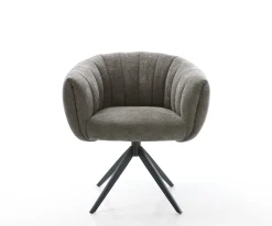 DrehstuhlJada-Flex Bouclé Soft Schlamm Kreuzgestell breit Schwarz 360° drehbar Wippfunktion Taschenfederkern Sofort versandfertig