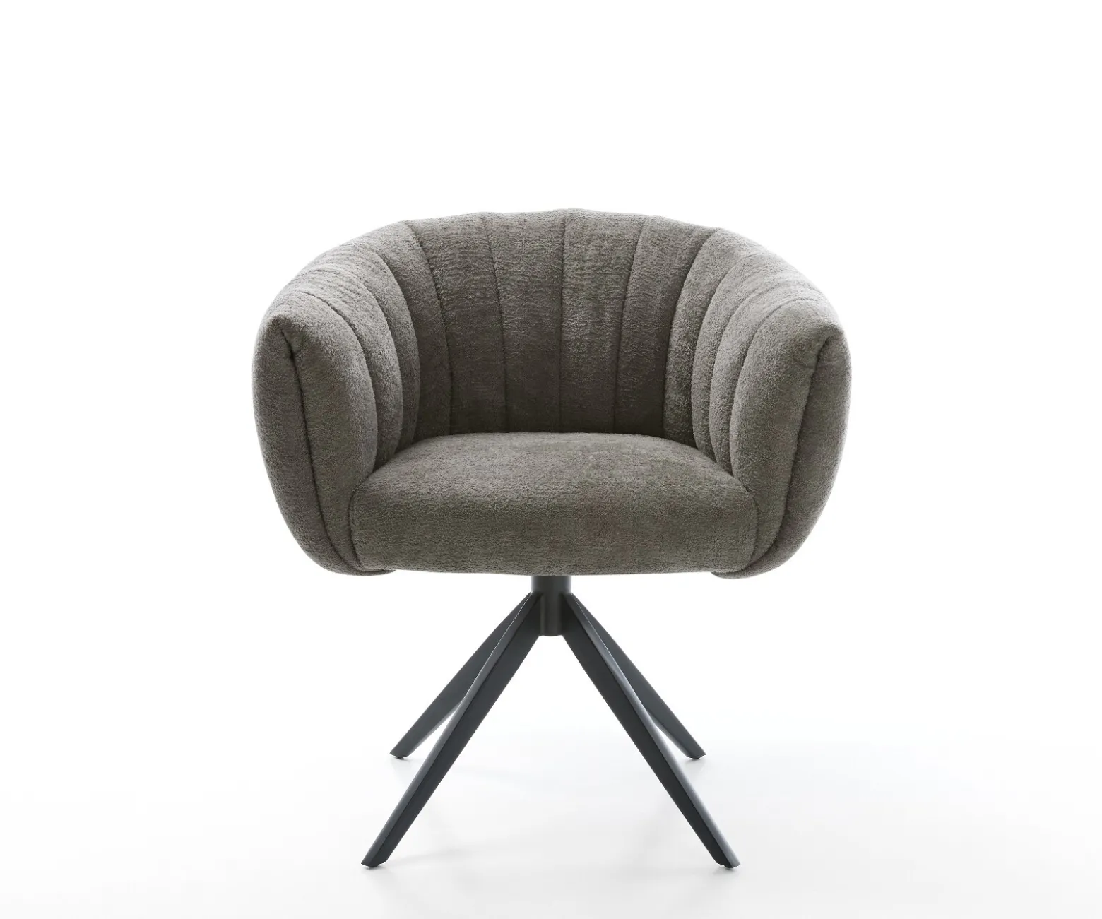 DrehstuhlJada-Flex Bouclé Soft Schlamm Kreuzgestell breit Schwarz 360° drehbar Wippfunktion Taschenfederkern Sofort versandfertig