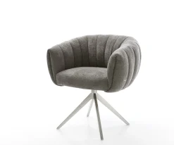 DrehstuhlJada-Flex Bouclé Soft Schlamm Kreuzgestell breit Edelstahl 360° drehbar Wippfunktion Taschenfederkern Sofort versandfertig