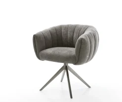 DrehstuhlJada-Flex Bouclé Soft Schlamm Kreuzgestell breit Graphit 360° drehbar Wippfunktion Taschenfederkern Sofort versandfertig