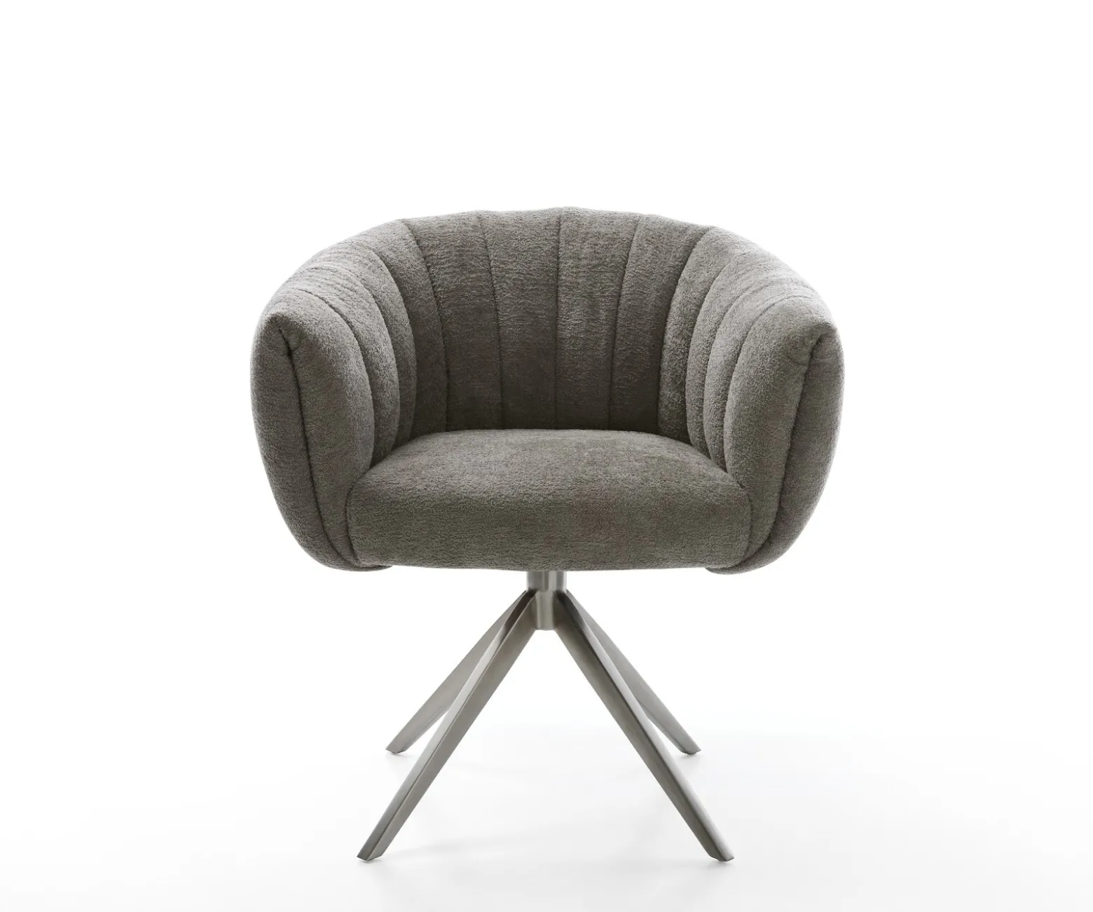 DrehstuhlJada-Flex Bouclé Soft Schlamm Kreuzgestell breit Graphit 360° drehbar Wippfunktion Taschenfederkern Sofort versandfertig