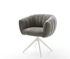 DrehstuhlJada-Flex Bouclé Soft Schlamm Kreuzgestell breit Weiß 360° drehbar Wippfunktion Taschenfederkern Sofort versandfertig