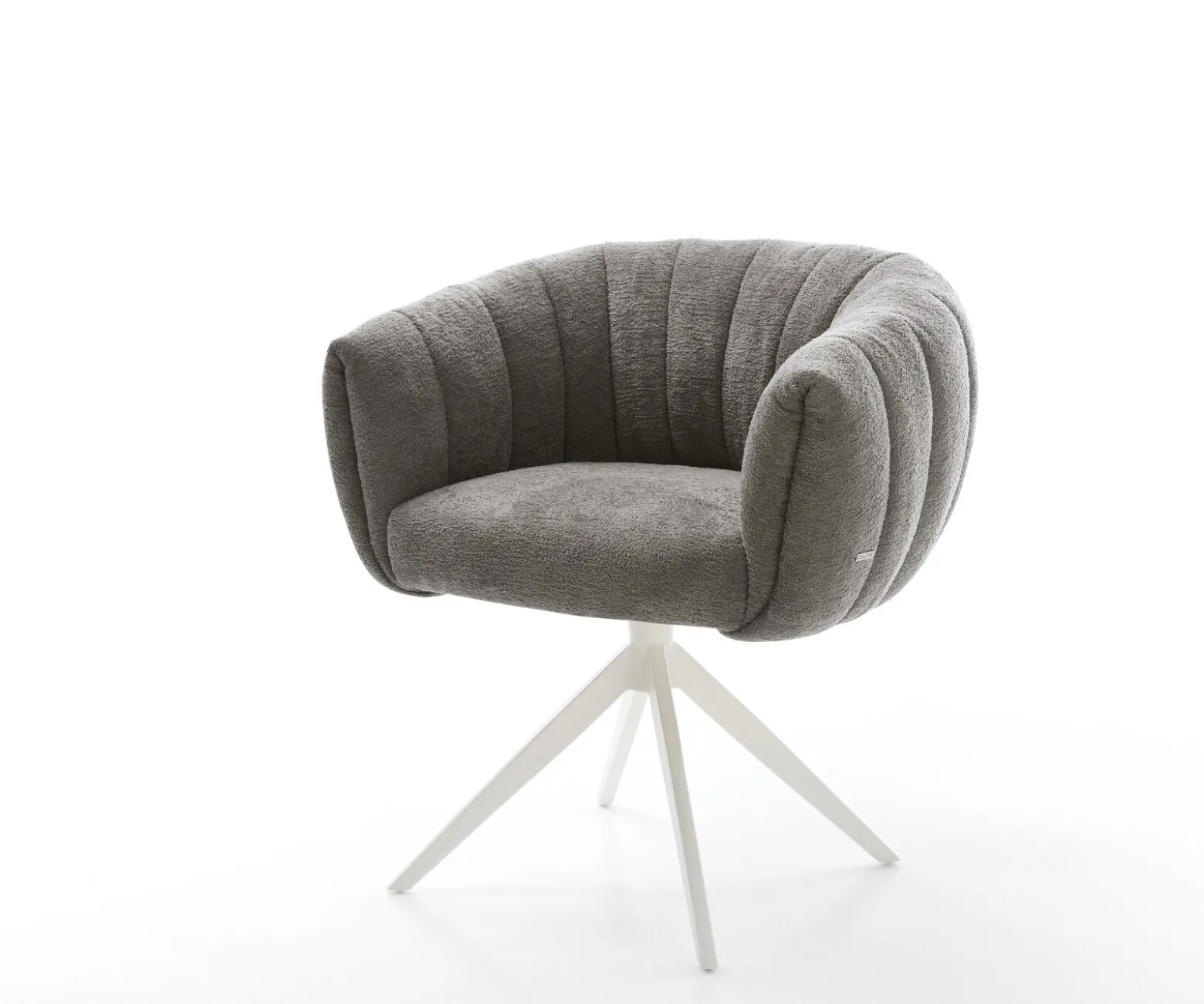 DrehstuhlJada-Flex Bouclé Soft Schlamm Kreuzgestell breit Weiß 360° drehbar Wippfunktion Taschenfederkern Sofort versandfertig
