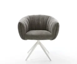 DrehstuhlJada-Flex Bouclé Soft Schlamm Kreuzgestell breit Weiß 360° drehbar Wippfunktion Taschenfederkern Sofort versandfertig