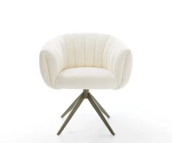 DrehstuhlJada-Flex Bouclé Weiß Kreuzgestell breit Effektfinish Titan 360° drehbar Wippfunktion Taschenfederkern Sofort versandfertig