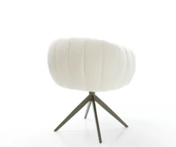 DrehstuhlJada-Flex Bouclé Weiß Kreuzgestell breit Effektfinish Titan 360° drehbar Wippfunktion Taschenfederkern Sofort versandfertig