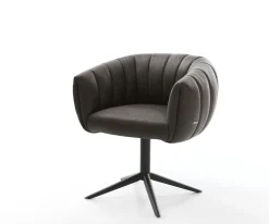 DrehstuhlJada-Flex Mikrofaser Anthrazit Vintage Fußkreuz Schwarz 360° drehbar Wippfunktion Taschenfederkern Sofort versandfertig